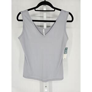 Passports Womens Sz M Sleeveless Tank Top Blouse Silver Flip It Top NEW